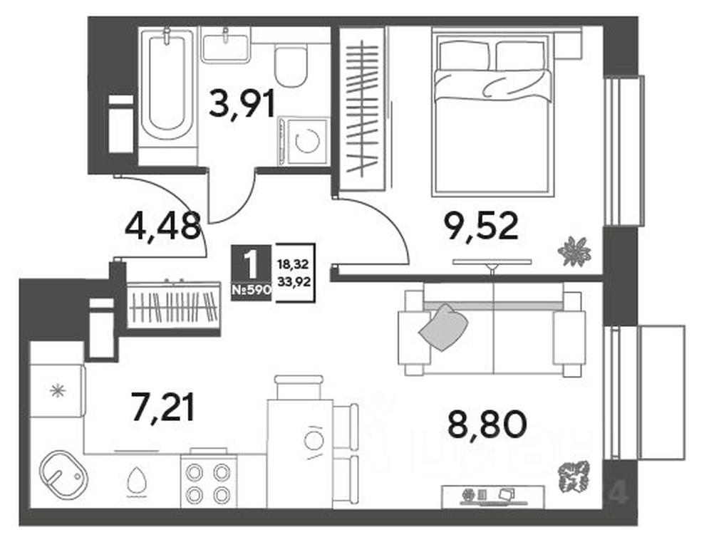 Apartment Sale, 33.92平方米 at Publitsist, ulitsa Zelyonaya Roshcha, Pushkino, Moscow Region, Russia #1 Apartment Sale, 33.92平方米 at Publitsist, ulitsa Zelyonaya Roshcha, Pushkino, Moscow Region, Russia #1