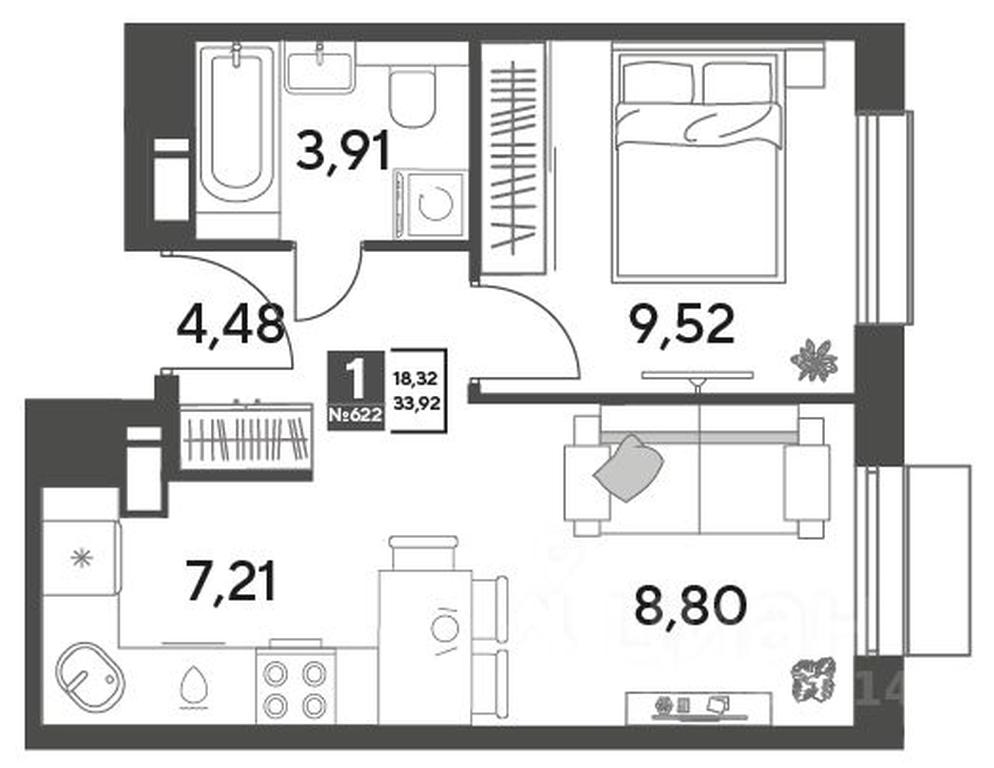 Apartment Sale, 33.92 sq. m. at Publitsist, ulitsa Zelyonaya Roshcha, Pushkino, Moscow Region, Russia #1 Apartment Sale, 33.92 sq. m. at Publitsist, ulitsa Zelyonaya Roshcha, Pushkino, Moscow Region, Russia #1