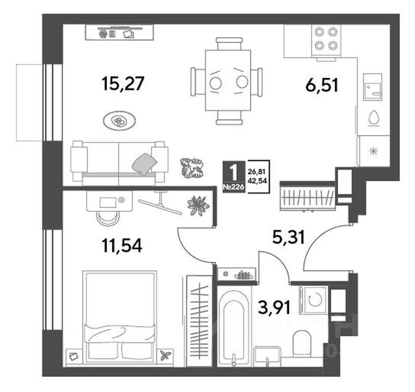 Apartment Sale, 42.54平方米 at Publitsist, ulitsa Zelyonaya Roshcha, Pushkino, Moscow Region, Russia #1 Apartment Sale, 42.54平方米 at Publitsist, ulitsa Zelyonaya Roshcha, Pushkino, Moscow Region, Russia #1