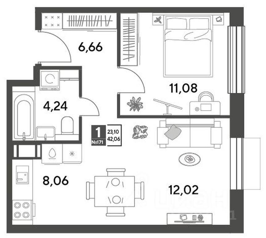 Apartment Sale, 42.06平方米 at Publitsist, ulitsa Zelyonaya Roshcha, Pushkino, Moscow Region, Russia #1 Apartment Sale, 42.06平方米 at Publitsist, ulitsa Zelyonaya Roshcha, Pushkino, Moscow Region, Russia #1