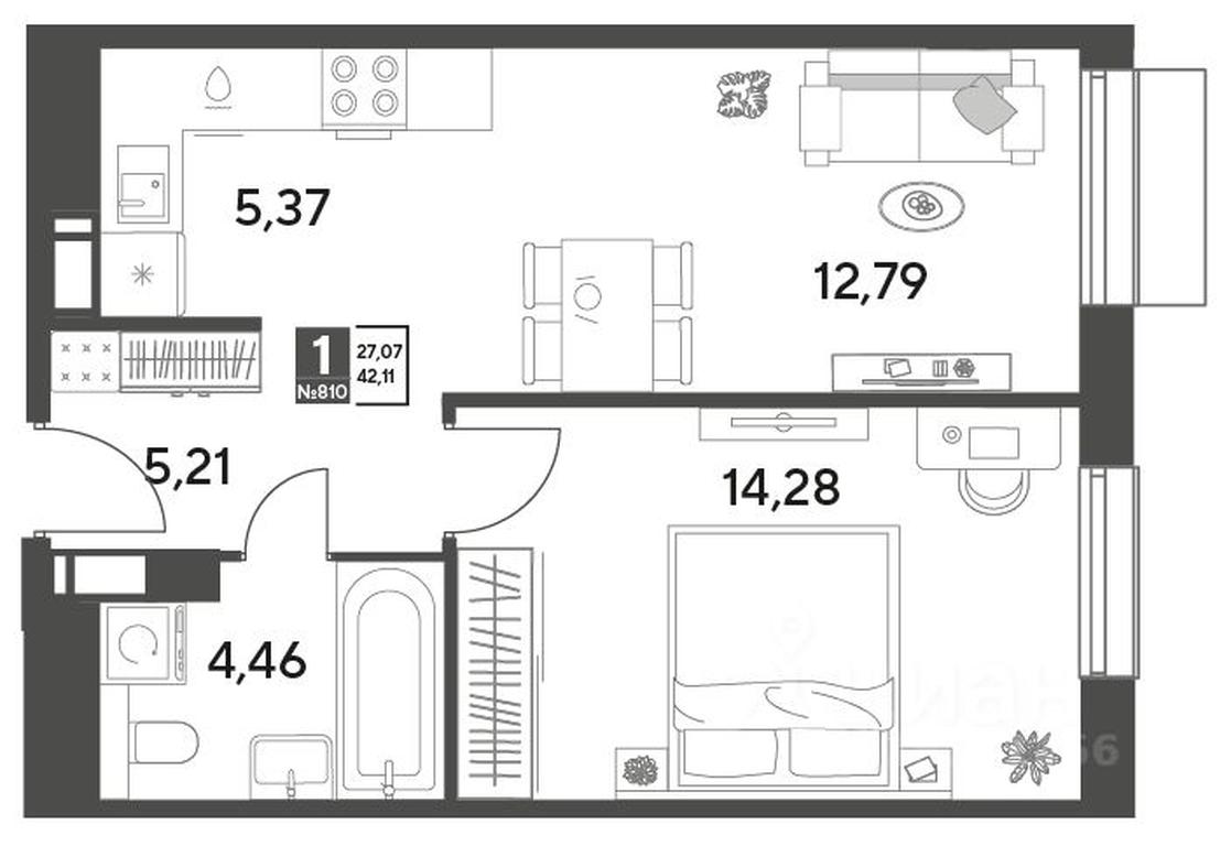 Apartment Sale, 42.11平方米 at Publitsist, ulitsa Zelyonaya Roshcha, Pushkino, Moscow Region, Russia #1 Apartment Sale, 42.11平方米 at Publitsist, ulitsa Zelyonaya Roshcha, Pushkino, Moscow Region, Russia #1