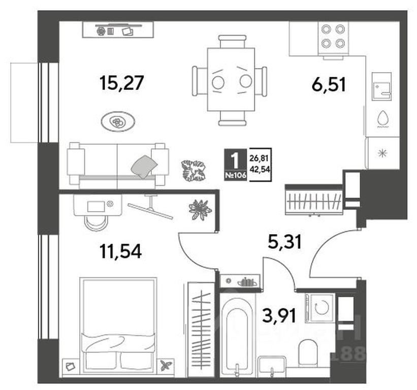 Apartment Sale, 42.54 sq. m. at Publitsist, ulitsa Zelyonaya Roshcha, Pushkino, Moscow Region, Russia #1