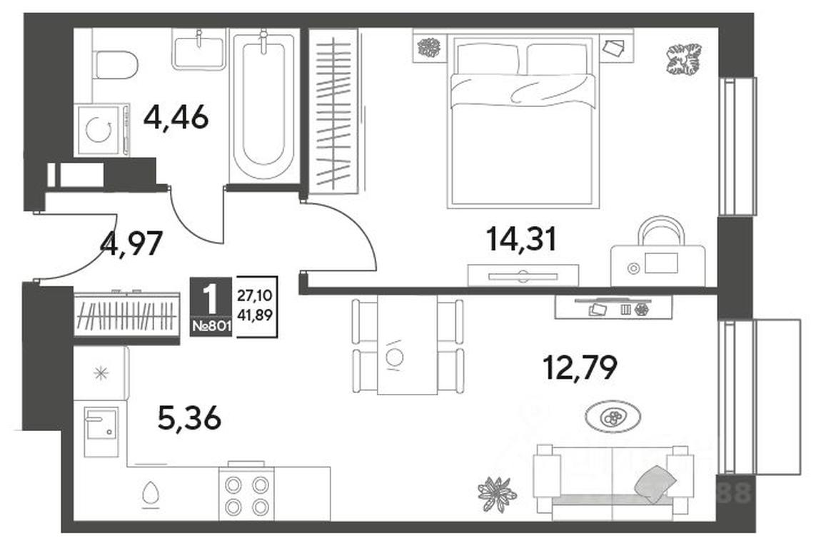 Apartment Sale, 41.89 sq. m. at Publitsist, ulitsa Zelyonaya Roshcha, Pushkino, Moscow Region, Russia #2 Apartment Sale, 41.89 sq. m. at Publitsist, ulitsa Zelyonaya Roshcha, Pushkino, Moscow Region, Russia #2