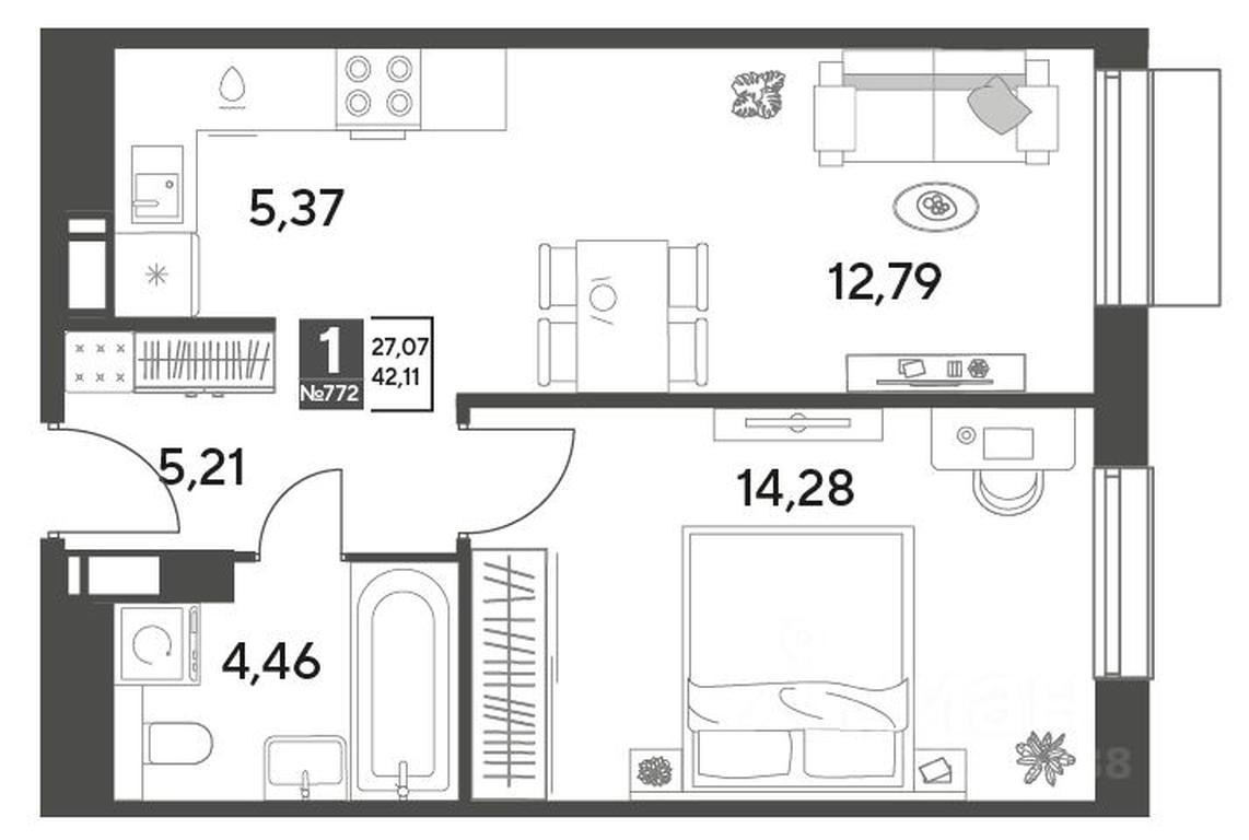 Apartment Sale, 42.11平方米 at Publitsist, ulitsa Zelyonaya Roshcha, Pushkino, Moscow Region, Russia #2 Apartment Sale, 42.11平方米 at Publitsist, ulitsa Zelyonaya Roshcha, Pushkino, Moscow Region, Russia #2
