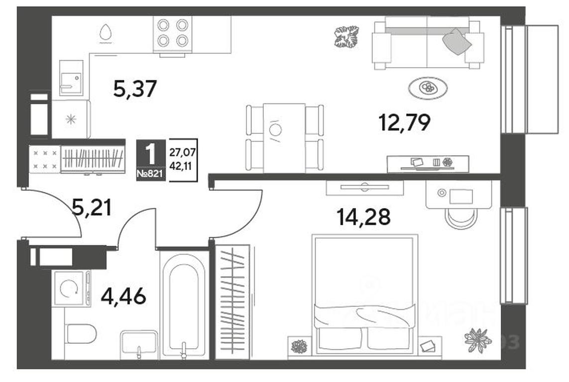 Apartment Sale, 42.11平方米 at Publitsist, ulitsa Zelyonaya Roshcha, Pushkino, Moscow Region, Russia #1 Apartment Sale, 42.11平方米 at Publitsist, ulitsa Zelyonaya Roshcha, Pushkino, Moscow Region, Russia #1