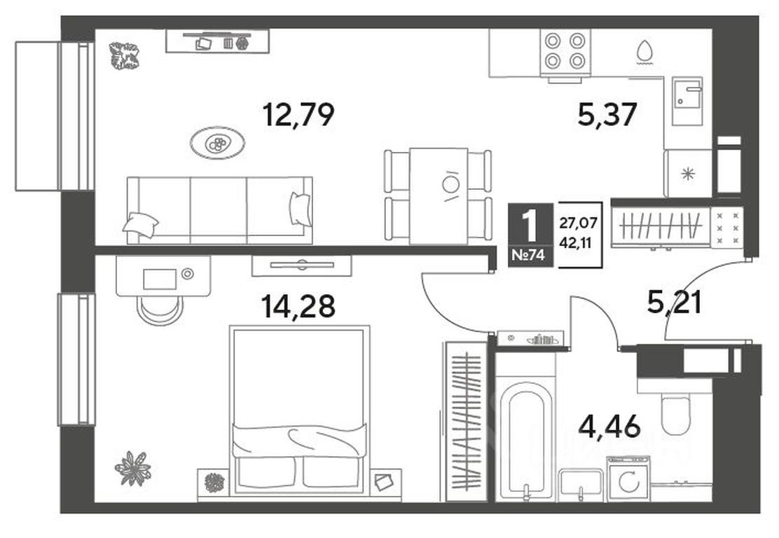 Apartment Sale, 42.11平方米 at Publitsist, ulitsa Zelyonaya Roshcha, Pushkino, Moscow Region, Russia #1 Apartment Sale, 42.11平方米 at Publitsist, ulitsa Zelyonaya Roshcha, Pushkino, Moscow Region, Russia #1