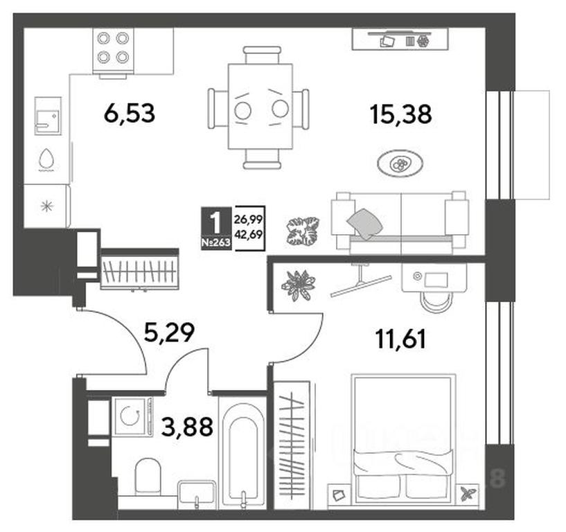 Apartment Sale, 42.69平方米 at Publitsist, ulitsa Zelyonaya Roshcha, Pushkino, Moscow Region, Russia #1 Apartment Sale, 42.69平方米 at Publitsist, ulitsa Zelyonaya Roshcha, Pushkino, Moscow Region, Russia #1