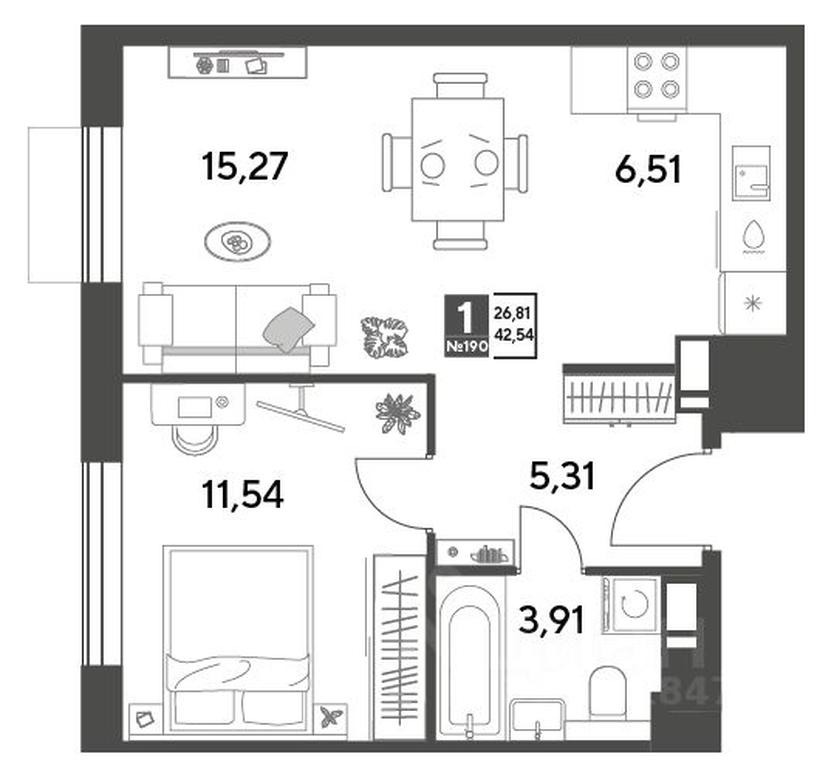 Apartment Sale, 42.54平方米 at Publitsist, ulitsa Zelyonaya Roshcha, Pushkino, Moscow Region, Russia #1