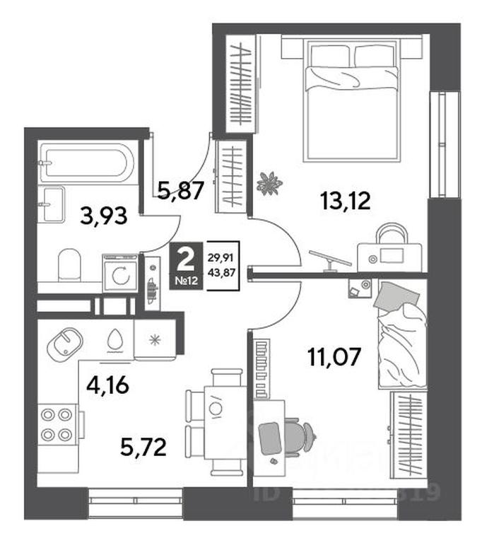 1-BD Apartment Sale, 43.87平方米 at Publitsist, ulitsa Zelyonaya Roshcha, Pushkino, Moscow Region, Russia #1 1-BD Apartment Sale, 43.87平方米 at Publitsist, ulitsa Zelyonaya Roshcha, Pushkino, Moscow Region, Russia #1