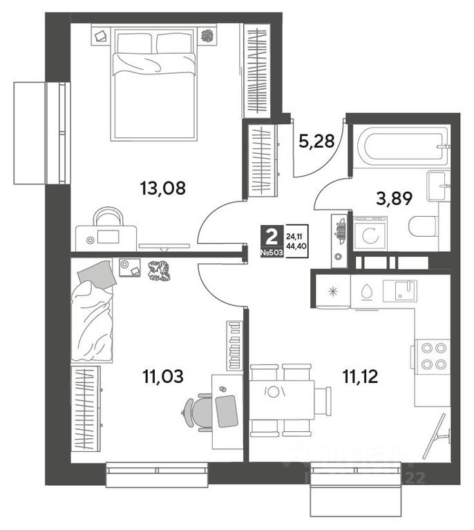 1-BD Apartment Sale, 44.4 sq. m. at Publitsist, ulitsa Zelyonaya Roshcha, Pushkino, Moscow Region, Russia #1 1-BD Apartment Sale, 44.4 sq. m. at Publitsist, ulitsa Zelyonaya Roshcha, Pushkino, Moscow Region, Russia #1