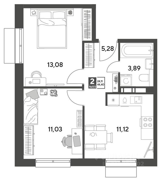 Продажа 1-комн. квартиры, 44,4 м² в ЖК «Публицист», улица Зелёная Роща, Пушкино, Московская область, Россия #1