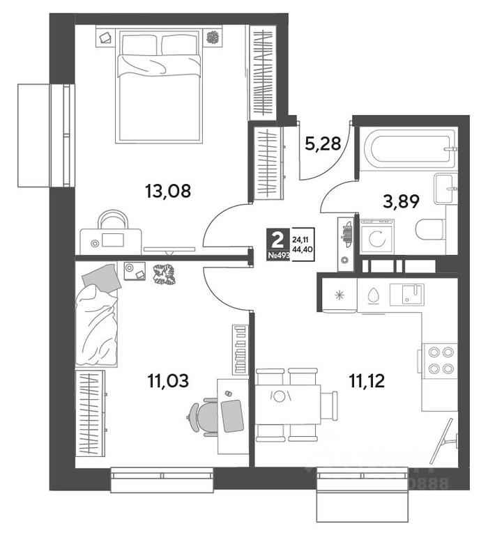 1-BD Apartment Sale, 44.4 sq. m. at Publitsist, ulitsa Zelyonaya Roshcha, Pushkino, Moscow Region, Russia #2
