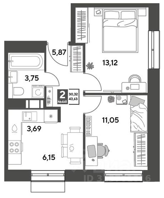 1-BD Apartment Sale, 43.63 sq. m. at Publitsist, ulitsa Zelyonaya Roshcha, Pushkino, Moscow Region, Russia #1 1-BD Apartment Sale, 43.63 sq. m. at Publitsist, ulitsa Zelyonaya Roshcha, Pushkino, Moscow Region, Russia #1