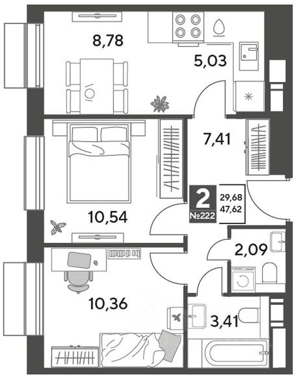 1-BD Apartment Sale, 47.62平方米 at Publitsist, ulitsa Zelyonaya Roshcha, Pushkino, Moscow Region, Russia #1 1-BD Apartment Sale, 47.62平方米 at Publitsist, ulitsa Zelyonaya Roshcha, Pushkino, Moscow Region, Russia #1