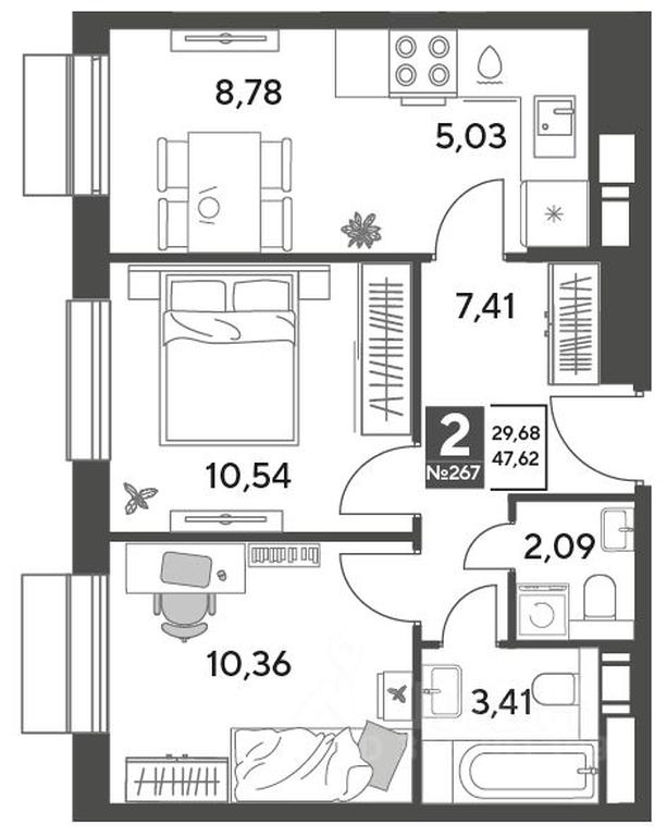 1-BD Apartment Sale, 47.62 sq. m. at Publitsist, ulitsa Zelyonaya Roshcha, Pushkino, Moscow Region, Russia #1