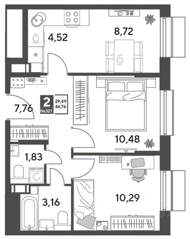 1-BD Apartment Sale, 46.76平方米 at Publitsist, ulitsa Zelyonaya Roshcha, Pushkino, Moscow Region, Russia #1 1-BD Apartment Sale, 46.76平方米 at Publitsist, ulitsa Zelyonaya Roshcha, Pushkino, Moscow Region, Russia #1