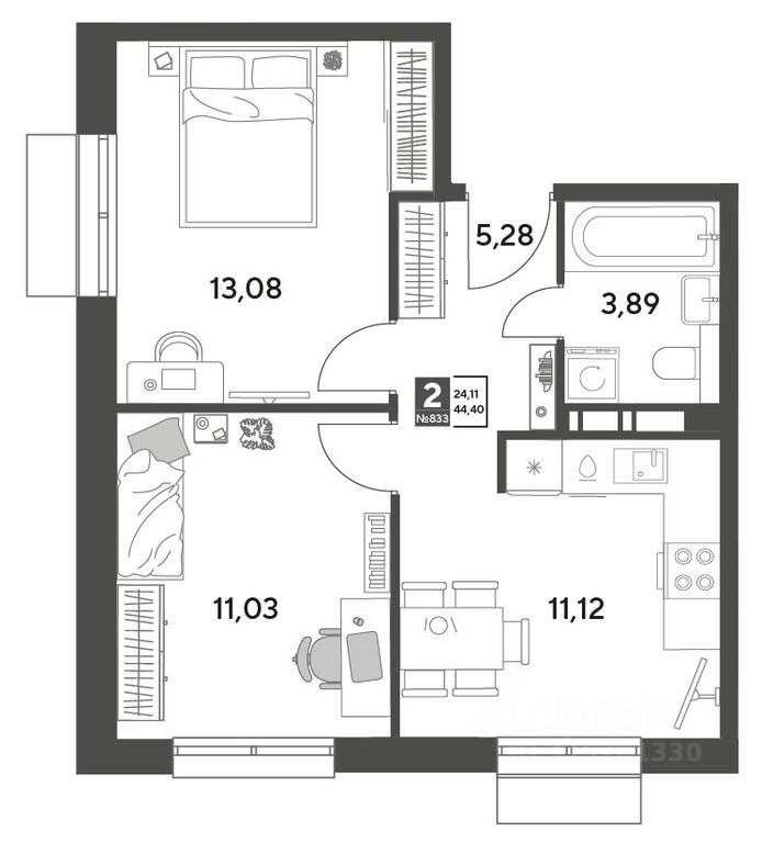1-BD Apartment Sale, 44.4 sq. m. at Publitsist, ulitsa Zelyonaya Roshcha, Pushkino, Moscow Region, Russia #1 1-BD Apartment Sale, 44.4 sq. m. at Publitsist, ulitsa Zelyonaya Roshcha, Pushkino, Moscow Region, Russia #1