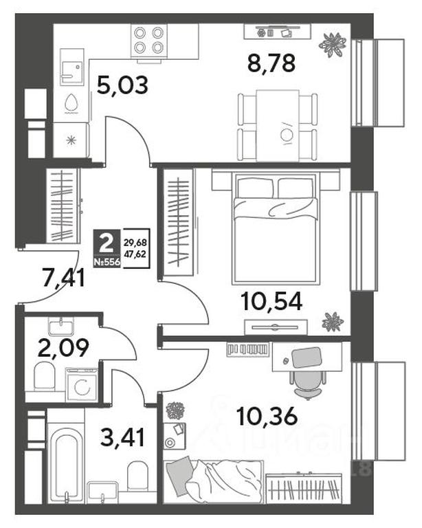 1-BD Apartment Sale, 47.62平方米 at Publitsist, ulitsa Zelyonaya Roshcha, Pushkino, Moscow Region, Russia #1 1-BD Apartment Sale, 47.62平方米 at Publitsist, ulitsa Zelyonaya Roshcha, Pushkino, Moscow Region, Russia #1