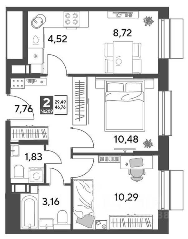 1-BD Apartment Sale, 46.76平方米 at Publitsist, ulitsa Zelyonaya Roshcha, Pushkino, Moscow Region, Russia #2 1-BD Apartment Sale, 46.76平方米 at Publitsist, ulitsa Zelyonaya Roshcha, Pushkino, Moscow Region, Russia #2