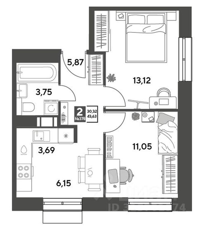 1-BD Apartment Sale, 43.63平方米 at Publitsist, ulitsa Zelyonaya Roshcha, Pushkino, Moscow Region, Russia #1 1-BD Apartment Sale, 43.63平方米 at Publitsist, ulitsa Zelyonaya Roshcha, Pushkino, Moscow Region, Russia #1