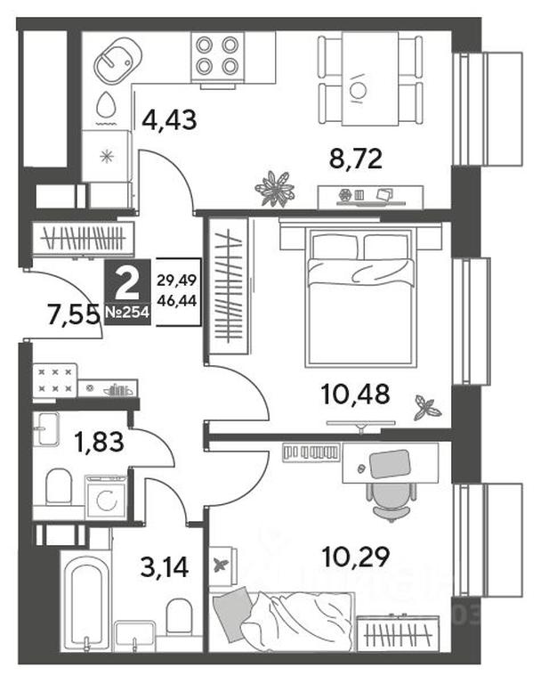 1-BD Apartment Sale, 46.44平方米 at Publitsist, ulitsa Zelyonaya Roshcha, Pushkino, Moscow Region, Russia #1 1-BD Apartment Sale, 46.44平方米 at Publitsist, ulitsa Zelyonaya Roshcha, Pushkino, Moscow Region, Russia #1
