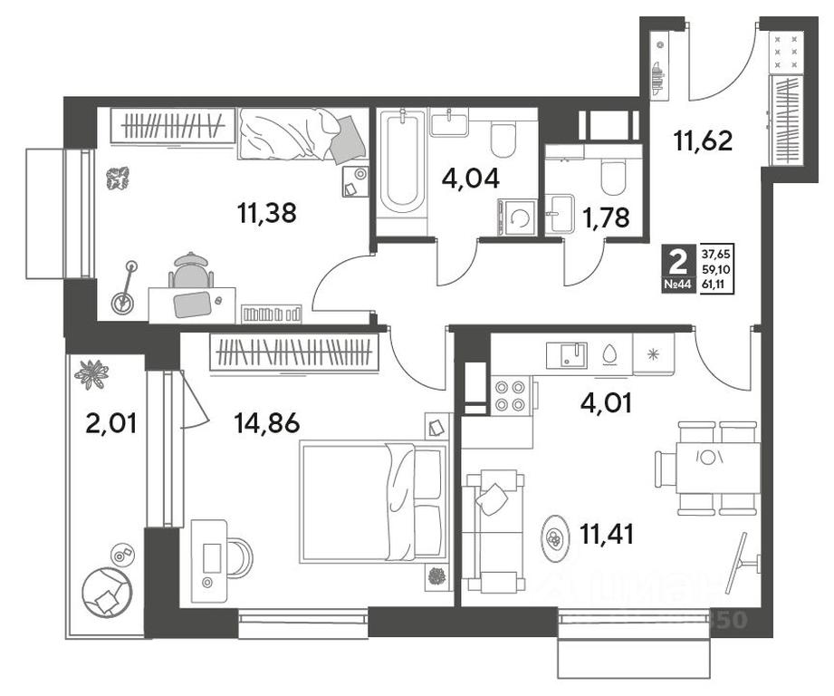1-BD Apartment Sale, 61.11平方米 at Publitsist, ulitsa Zelyonaya Roshcha, Pushkino, Moscow Region, Russia #1 1-BD Apartment Sale, 61.11平方米 at Publitsist, ulitsa Zelyonaya Roshcha, Pushkino, Moscow Region, Russia #1