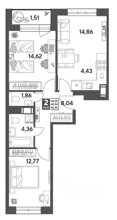 1-BD Apartment Sale, 62.45平方米 at Publitsist, ulitsa Zelyonaya Roshcha, Pushkino, Moscow Region, Russia #2 1-BD Apartment Sale, 62.45平方米 at Publitsist, ulitsa Zelyonaya Roshcha, Pushkino, Moscow Region, Russia #2
