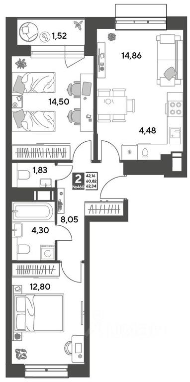 1-BD Apartment Sale, 62.34平方米 at Publitsist, ulitsa Zelyonaya Roshcha, Pushkino, Moscow Region, Russia #2 1-BD Apartment Sale, 62.34平方米 at Publitsist, ulitsa Zelyonaya Roshcha, Pushkino, Moscow Region, Russia #2