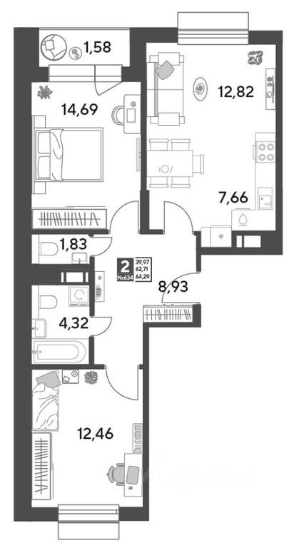 1-BD Apartment Sale, 64.29平方米 at Publitsist, ulitsa Zelyonaya Roshcha, Pushkino, Moscow Region, Russia #2 1-BD Apartment Sale, 64.29平方米 at Publitsist, ulitsa Zelyonaya Roshcha, Pushkino, Moscow Region, Russia #2