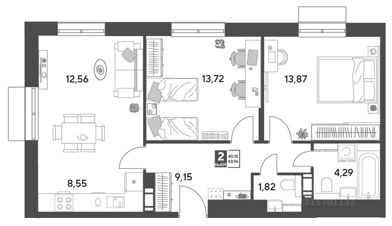 1-BD Apartment Sale, 63.96平方米 at Publitsist, ulitsa Zelyonaya Roshcha, Pushkino, Moscow Region, Russia #1 1-BD Apartment Sale, 63.96平方米 at Publitsist, ulitsa Zelyonaya Roshcha, Pushkino, Moscow Region, Russia #1