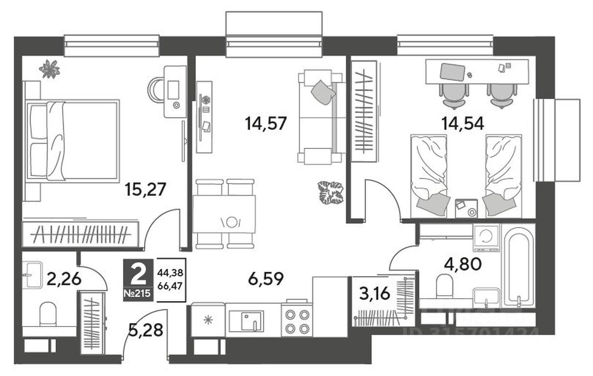 1-BD Apartment Sale, 66.47平方米 at Publitsist, ulitsa Zelyonaya Roshcha, Pushkino, Moscow Region, Russia #1 1-BD Apartment Sale, 66.47平方米 at Publitsist, ulitsa Zelyonaya Roshcha, Pushkino, Moscow Region, Russia #1