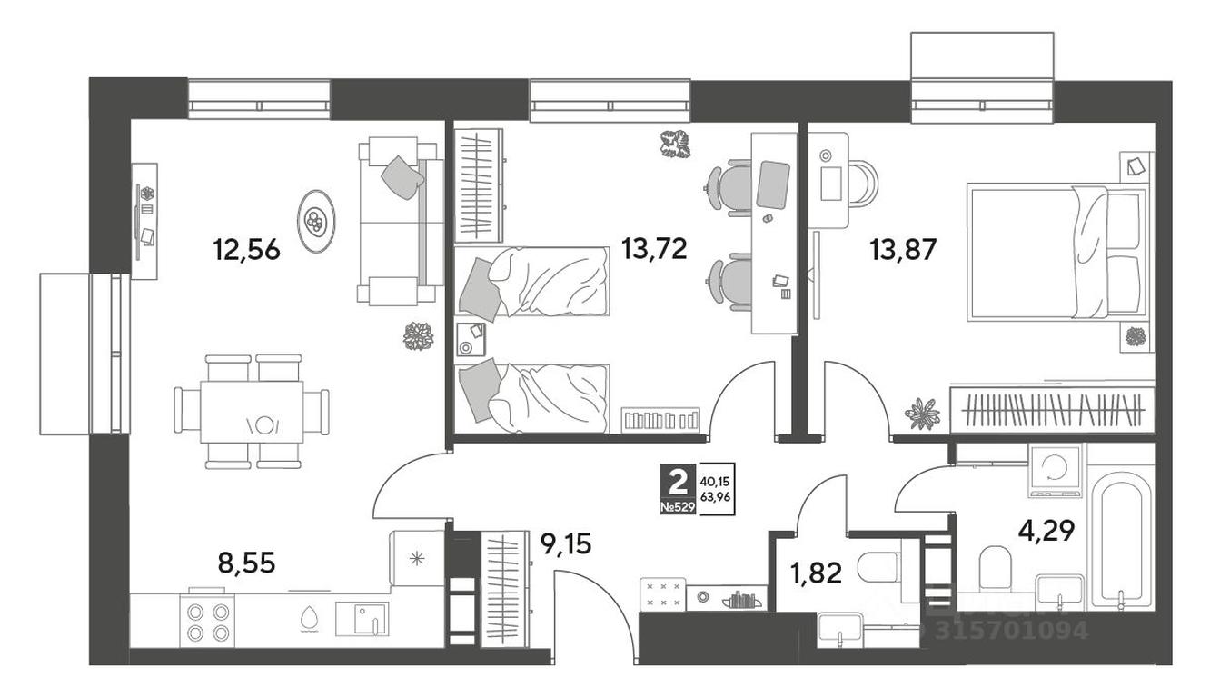 1-BD Apartment Sale, 63.96平方米 at Publitsist, ulitsa Zelyonaya Roshcha, Pushkino, Moscow Region, Russia #1 1-BD Apartment Sale, 63.96平方米 at Publitsist, ulitsa Zelyonaya Roshcha, Pushkino, Moscow Region, Russia #1