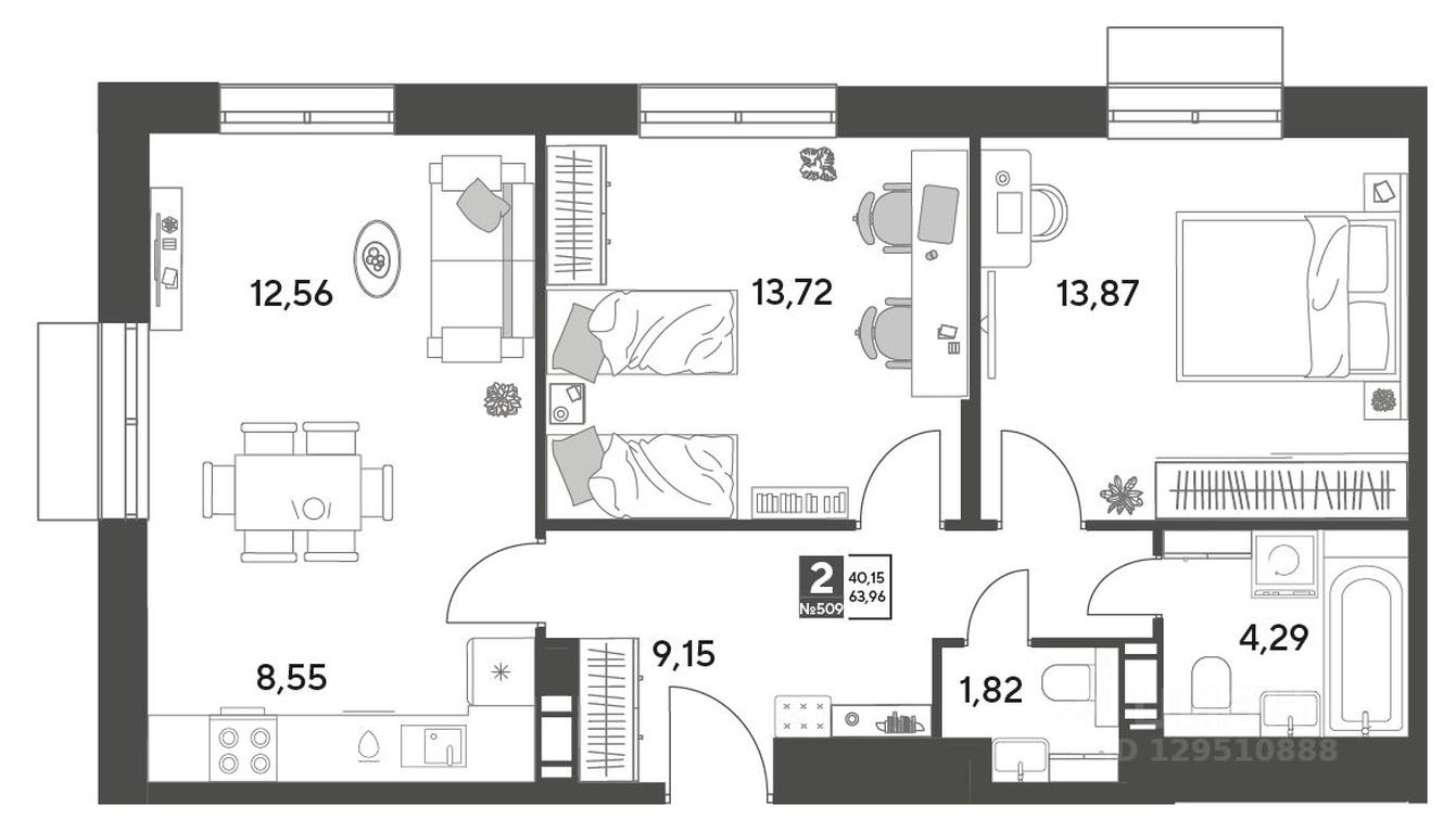1-BD Apartment Sale, 63.96平方米 at Publitsist, ulitsa Zelyonaya Roshcha, Pushkino, Moscow Region, Russia #2 1-BD Apartment Sale, 63.96平方米 at Publitsist, ulitsa Zelyonaya Roshcha, Pushkino, Moscow Region, Russia #2