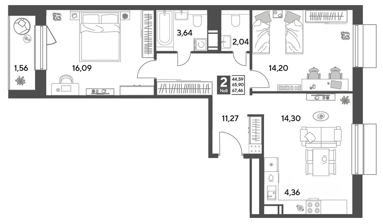 1-BD Apartment Sale, 67.46 sq. m. at Publitsist, ulitsa Zelyonaya Roshcha, Pushkino, Moscow Region, Russia #1 1-BD Apartment Sale, 67.46 sq. m. at Publitsist, ulitsa Zelyonaya Roshcha, Pushkino, Moscow Region, Russia #1
