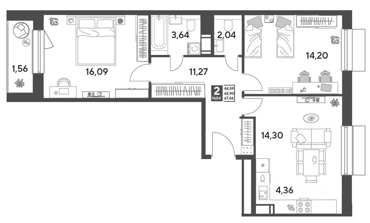 1-BD Apartment Sale, 67.46平方米 at Publitsist, ulitsa Zelyonaya Roshcha, Pushkino, Moscow Region, Russia #1 1-BD Apartment Sale, 67.46平方米 at Publitsist, ulitsa Zelyonaya Roshcha, Pushkino, Moscow Region, Russia #1