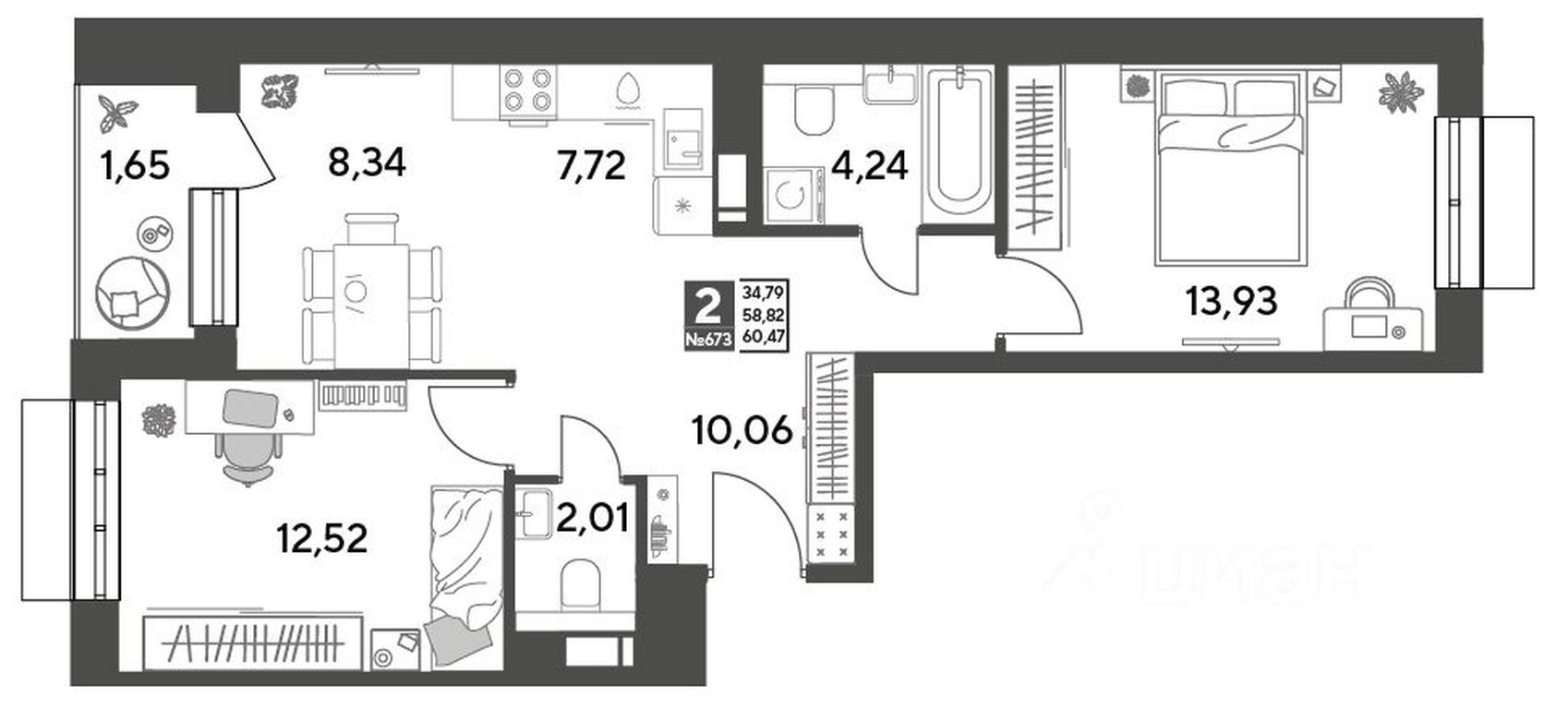 1-BD Apartment Sale, 60.47 sq. m. at Publitsist, ulitsa Zelyonaya Roshcha, Pushkino, Moscow Region, Russia #1 1-BD Apartment Sale, 60.47 sq. m. at Publitsist, ulitsa Zelyonaya Roshcha, Pushkino, Moscow Region, Russia #1