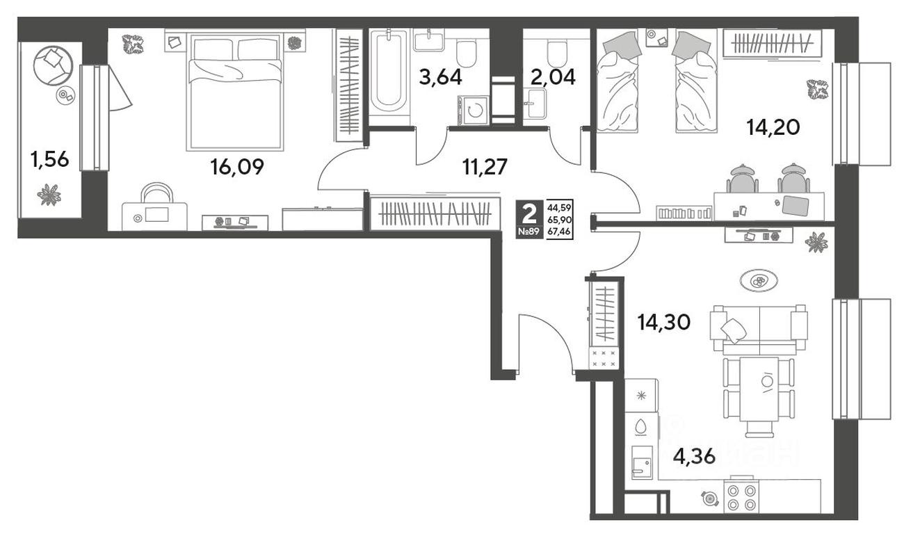 1-BD Apartment Sale, 67.46平方米 at Publitsist, ulitsa Zelyonaya Roshcha, Pushkino, Moscow Region, Russia #1 1-BD Apartment Sale, 67.46平方米 at Publitsist, ulitsa Zelyonaya Roshcha, Pushkino, Moscow Region, Russia #1