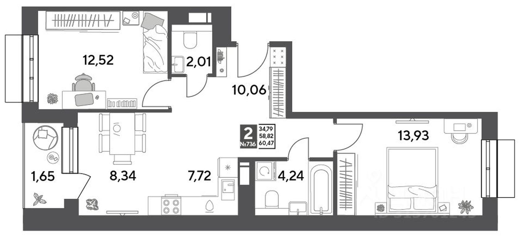 1-BD Apartment Sale, 60.47平方米 at Publitsist, ulitsa Zelyonaya Roshcha, Pushkino, Moscow Region, Russia #1 1-BD Apartment Sale, 60.47平方米 at Publitsist, ulitsa Zelyonaya Roshcha, Pushkino, Moscow Region, Russia #1
