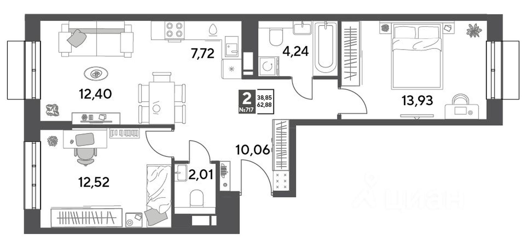 1-BD Apartment Sale, 62.88平方米 at Publitsist, ulitsa Zelyonaya Roshcha, Pushkino, Moscow Region, Russia #1 1-BD Apartment Sale, 62.88平方米 at Publitsist, ulitsa Zelyonaya Roshcha, Pushkino, Moscow Region, Russia #1