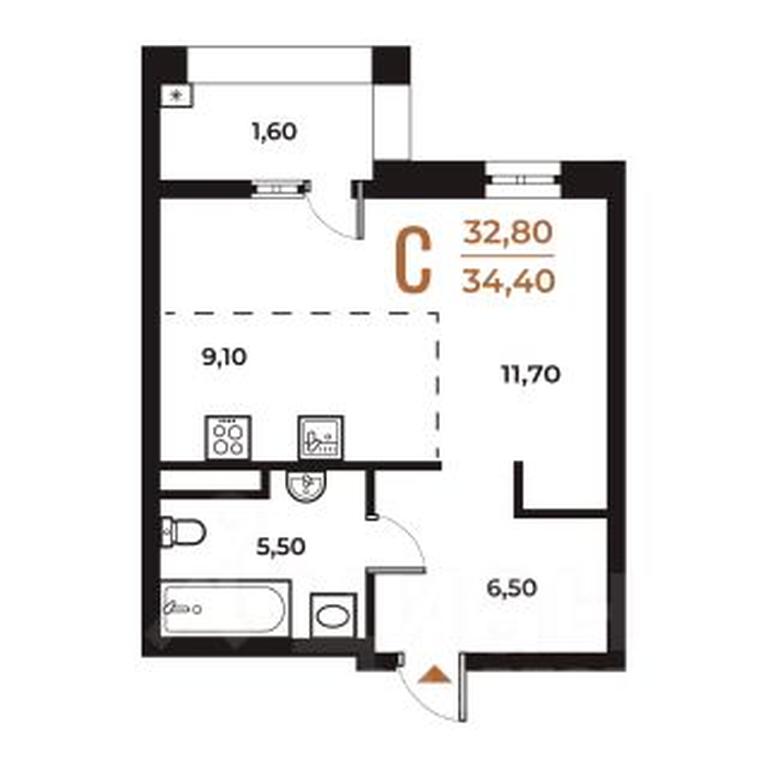 Apartment Sale, 34.4 sq. m. at Novoe Letovo, Zimyonkovskaya ulitsa, Sosenskoye Settlement, Moscow, Russia #1