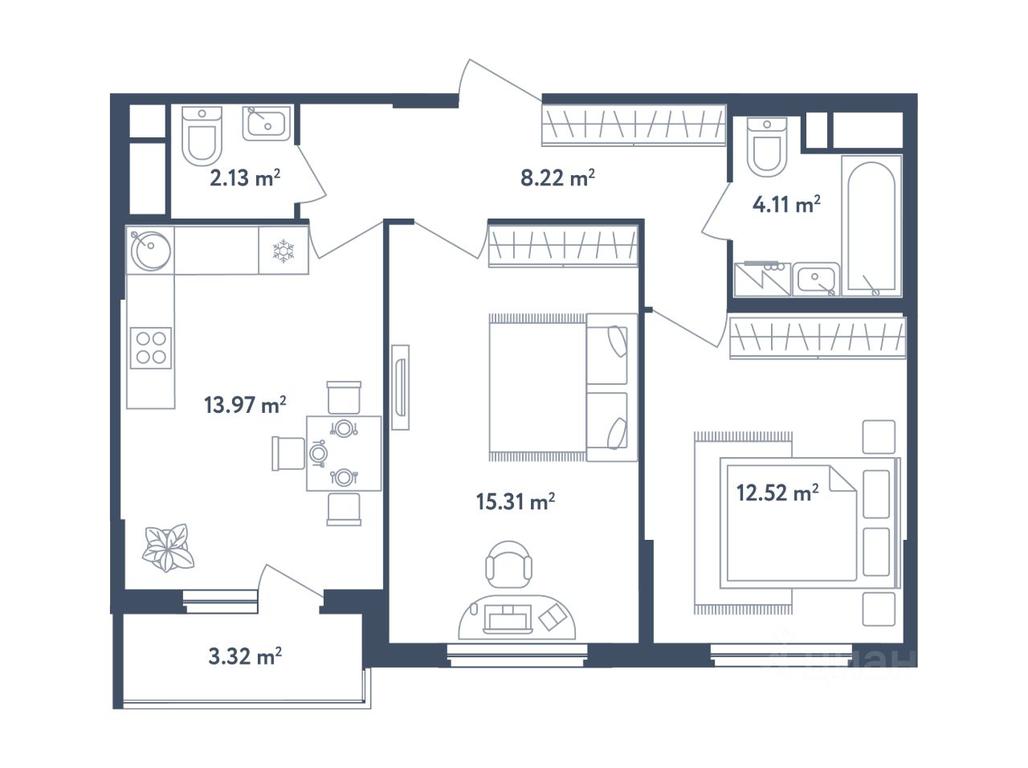 2-BD Apartment Sale, 57.92 sq. m. at Svetly mir BioPolis, posyolok Meshcherino, Leninskiy City District, Moscow Region, Russia #1 2-BD Apartment Sale, 57.92 sq. m. at Svetly mir BioPolis, posyolok Meshcherino, Leninskiy City District, Moscow Region, Russia #1