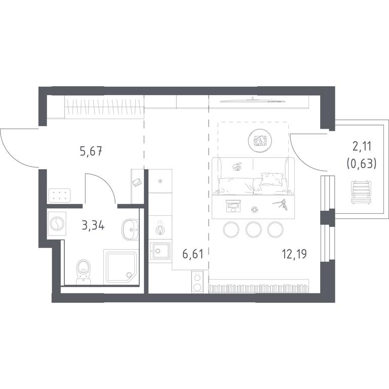 Apartment Sale, 28.44 sq. m. at Prigorod Lesnoe, Molodyozhny bulvar, 6, derevnya Misaylovo, Leninskiy City District, Moscow Region, Russia #1 Apartment Sale, 28.44 sq. m. at Prigorod Lesnoe, Molodyozhny bulvar, 6, derevnya Misaylovo, Leninskiy City District, Moscow Region, Russia #1