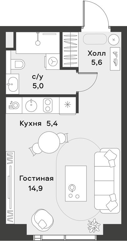Apartment Sale, 30.9 sq. m. at Alia, Lyotnaya Street, 95Бк2, Moscow, Russia #1