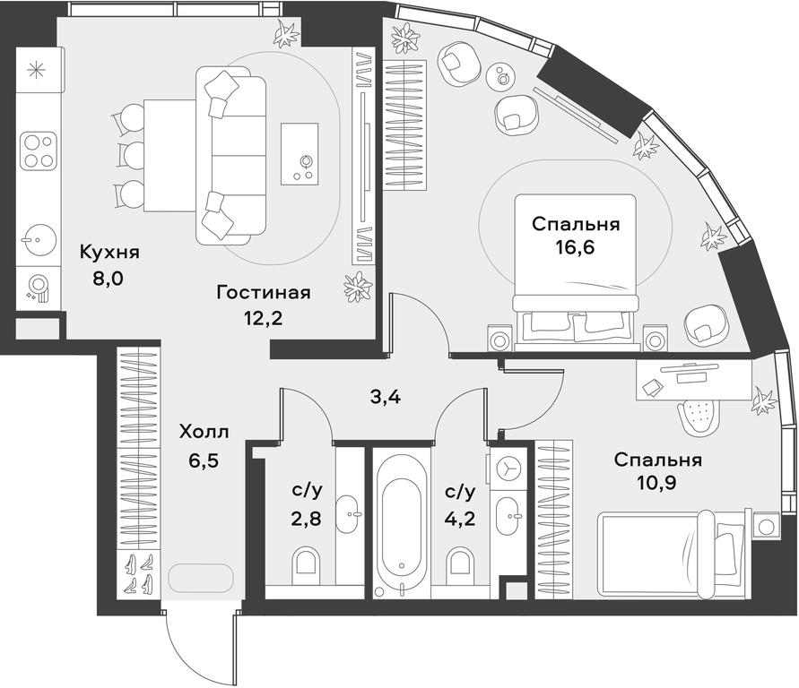 1-BD Apartment Sale, 64.6 sq. m. at Alia, Lyotnaya Street, 95Бк2, Moscow, Russia #1 1-BD Apartment Sale, 64.6 sq. m. at Alia, Lyotnaya Street, 95Бк2, Moscow, Russia #1