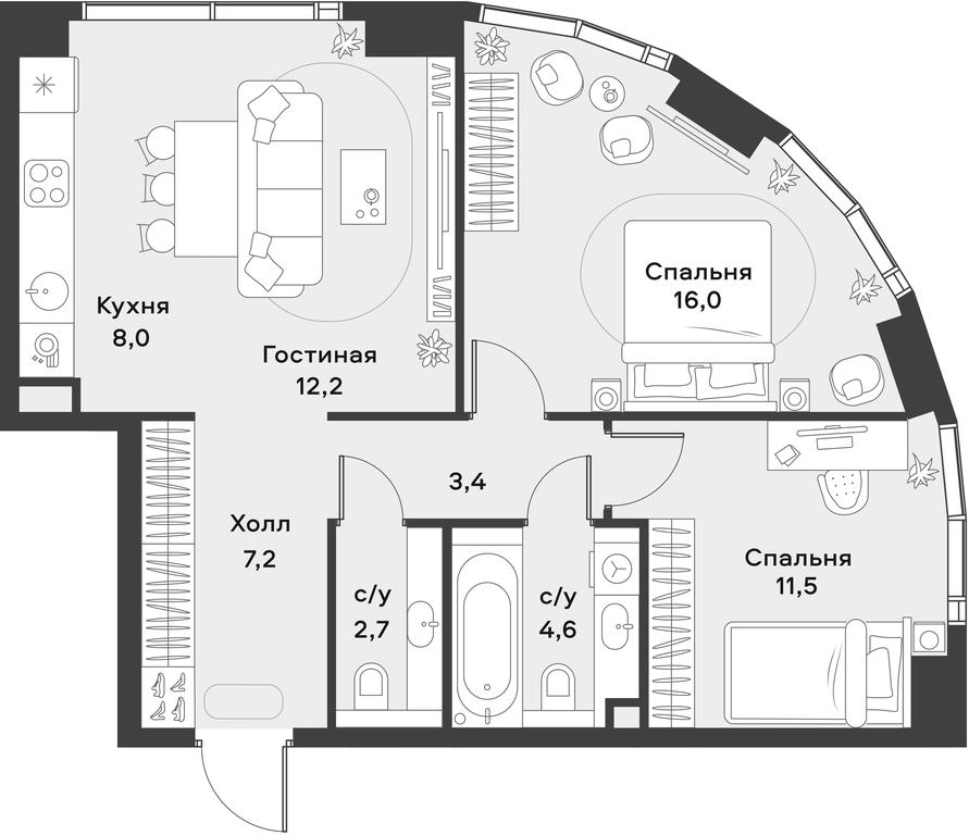 1-BD Apartment Sale, 65.6平方米 at Alia, Lyotnaya Street, 95Бк2, Moscow, Russia #1 1-BD Apartment Sale, 65.6平方米 at Alia, Lyotnaya Street, 95Бк2, Moscow, Russia #1