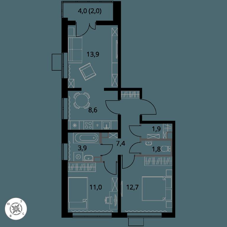 3-BD Apartment Sale, 63.2 sq. m. at Pervy Sheremetevskij, Komsomolskaya Street, 16, Khimki, Moscow Region, Russia #1 3-BD Apartment Sale, 63.2 sq. m. at Pervy Sheremetevskij, Komsomolskaya Street, 16, Khimki, Moscow Region, Russia #1