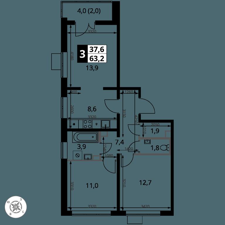 3-BD Apartment Sale, 63.2 sq. m. at Pervy Sheremetevskij, Komsomolskaya Street, 16, Khimki, Moscow Region, Russia #2 3-BD Apartment Sale, 63.2 sq. m. at Pervy Sheremetevskij, Komsomolskaya Street, 16, Khimki, Moscow Region, Russia #2
