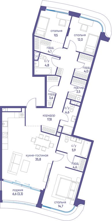 Продажа 3-комн. квартиры, 128,2 м² в ЖК «Остров», улица Нижние Мнёвники, 37Ас4, Москва, Россия #1