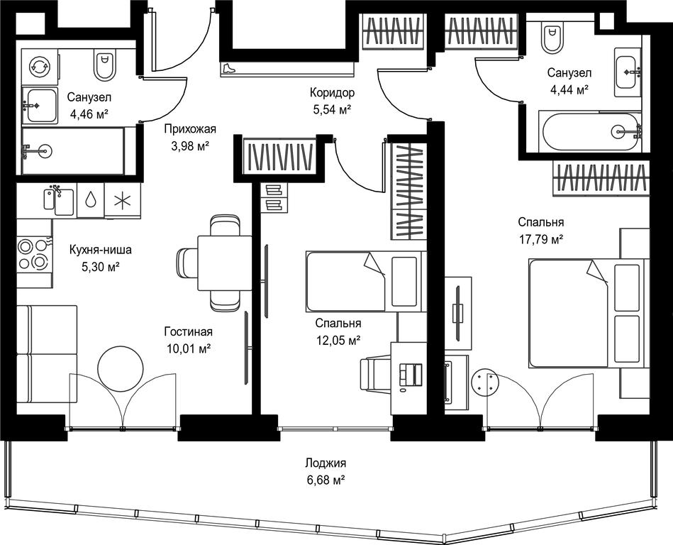 2-BD Apartment Sale, 70.25平方米 at Seliger City, Ilmenskiy Drive, 14к3, Moscow, Russia #2 2-BD Apartment Sale, 70.25平方米 at Seliger City, Ilmenskiy Drive, 14к3, Moscow, Russia #2