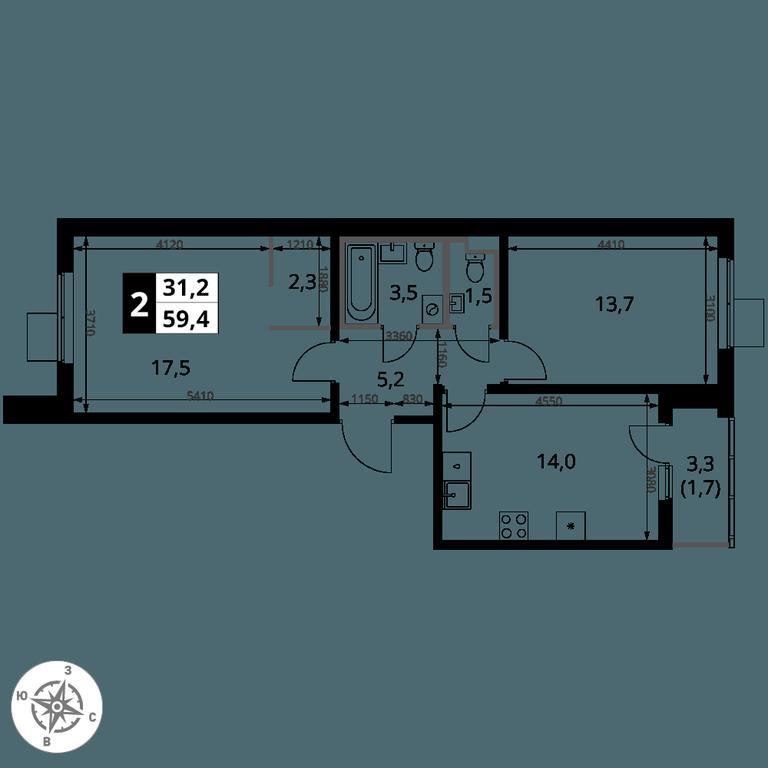 2-BD Apartment Sale, 59.4平方米 at 1 Yasenevskij, Kvartal № 24, Mosrentgen Settlement, Moscow, Russia #1 2-BD Apartment Sale, 59.4平方米 at 1 Yasenevskij, Kvartal № 24, Mosrentgen Settlement, Moscow, Russia #1